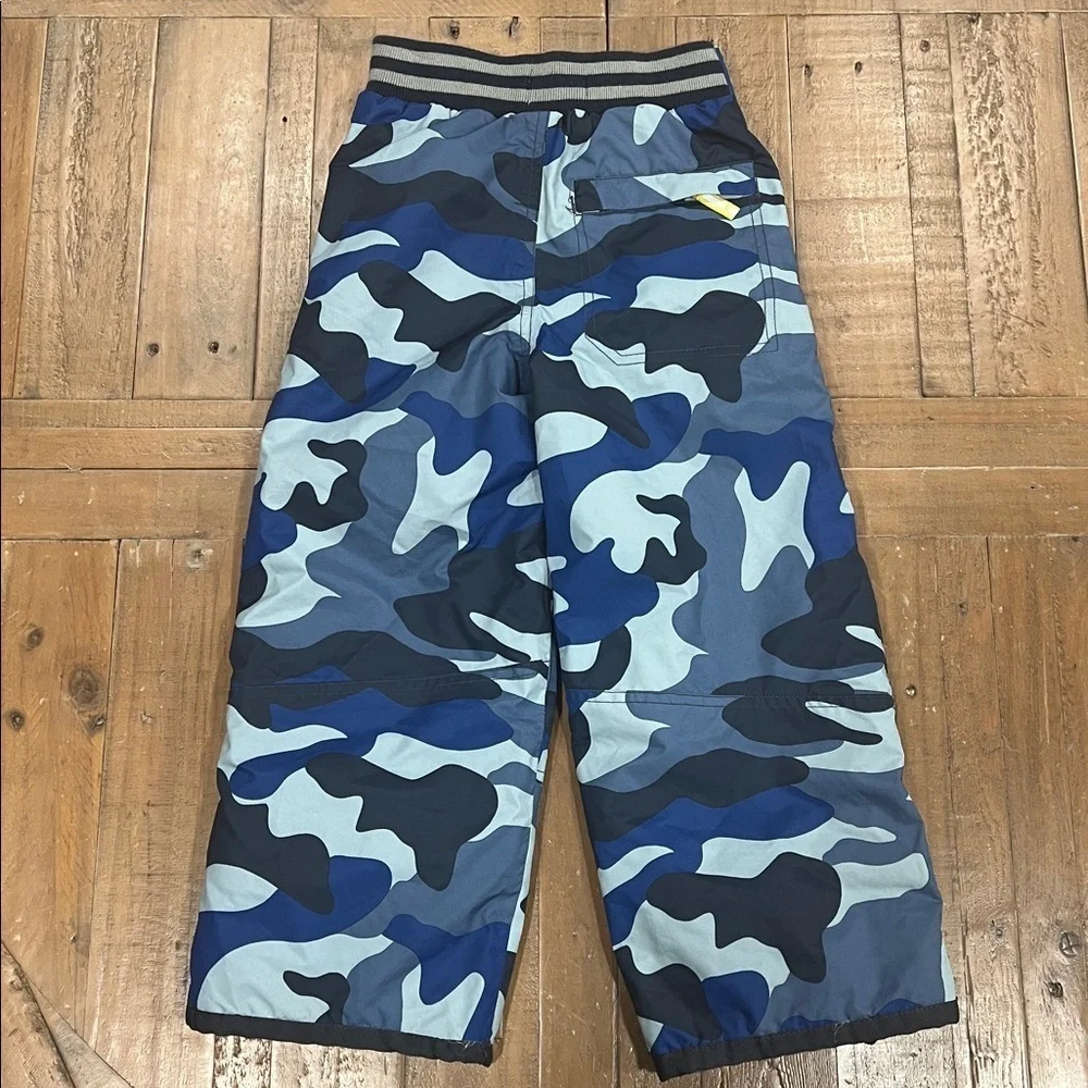 Mini Boden blue camo waterproof snow pants kids 4-5 years